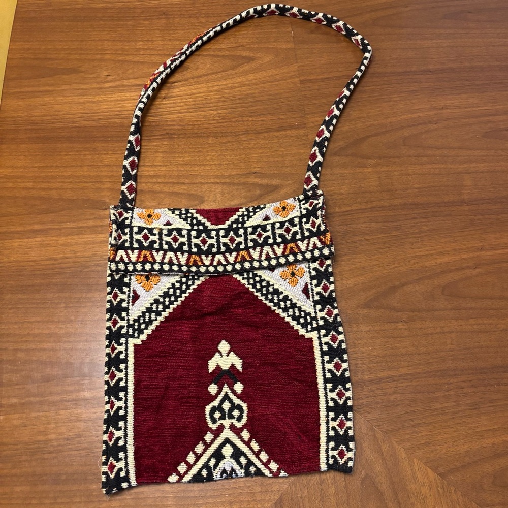 Handmade Turkish Kilim Style Woven Crossbody Bag Boho Tapestry Carpet Purse